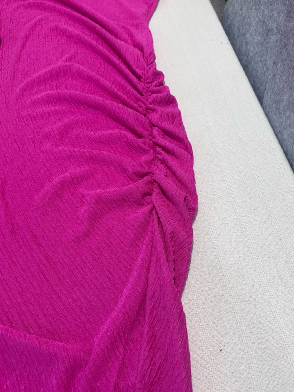 🩷SHEIN Fuchsia Ribbed Ruched Midi Dress - Picture 7 of 11